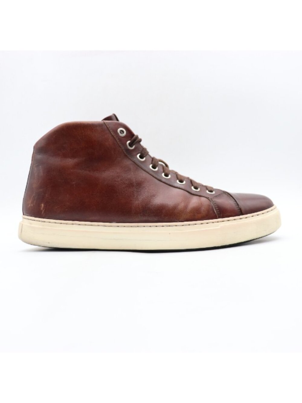 Magnanni Brando Men's Size 11 M High Top Casual Sneakers Brown Leather Lace Up